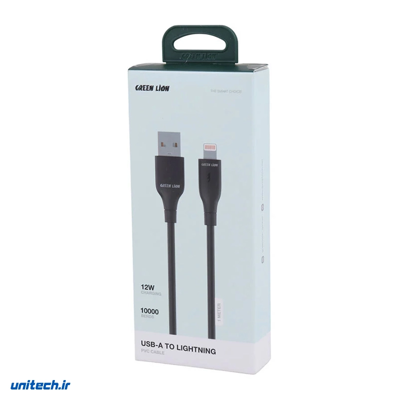 کابل آیفونی فست شارژ  گرین لاین مدل GNPVCUSALGBK QC 12W 1m4